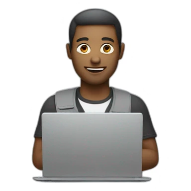 a man with a laptop sticker