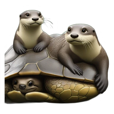 Une loutre sur une tortue sticker