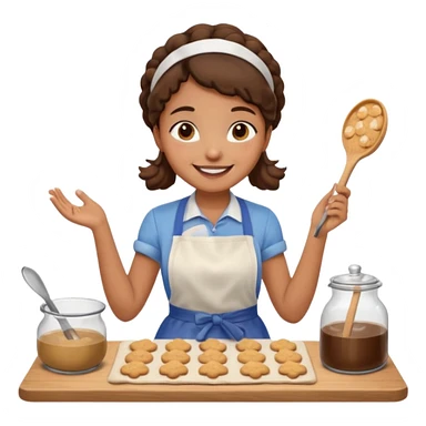 light brown skinned girl making cookies sticker
