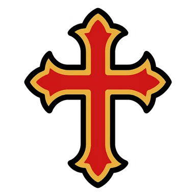 gothic cross icon with color outline, sized for 50x50 pixels sticker