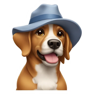 Dog in the park with a hat sticker