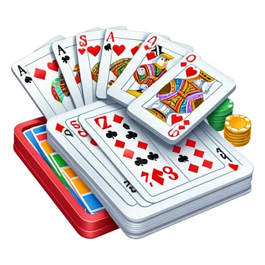 Canasta card game with a pile of cards and score pad sticker