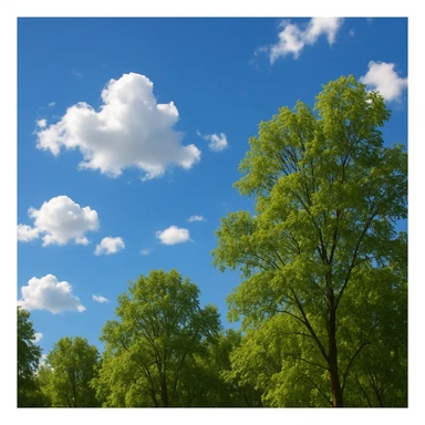 A sunny day with trees, sky, and clouds sticker