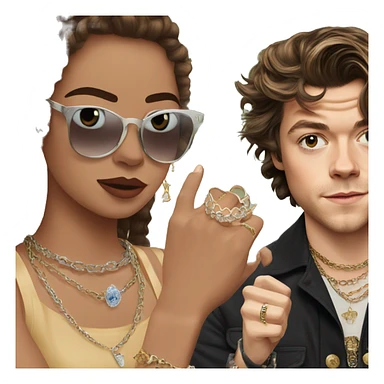 girl with jewelry outdoors with harry styles sticker