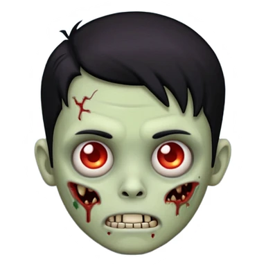 cartoon zombie boy emoji with black background sticker