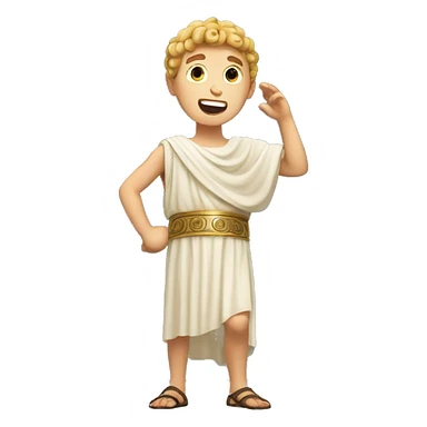white boy in a Ancient Greek costume singing, on stage  sticker