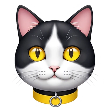 Black and white cat sitting with yellow collar  sticker