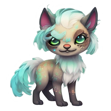 cute Kawaii edgy ethereal fantasy animal fursona Fionbri creature by griffsnuff & LiLaiRa & Falvie with exotic colors full body sticker