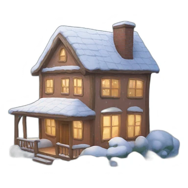 house in the snow sticker