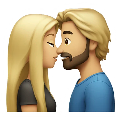 Brunette guy with beard kissing blond girl with long hair sticker