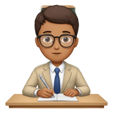 male person writing an exam in class sticker