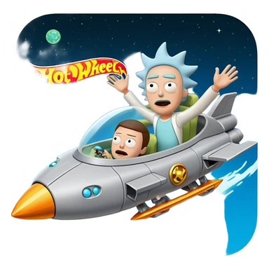 Hot wheels Rick and Morty flying in a spaceship to citadel  sticker
