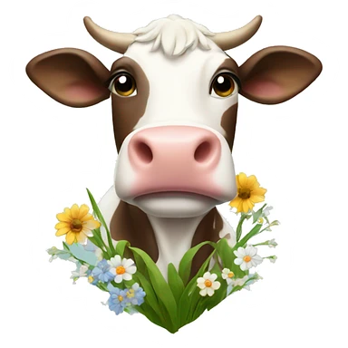 Cow with flowers sticker