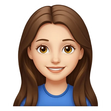 happy white long brunette hair girl with hazel eyes smiling sticker
