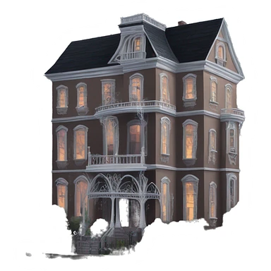 Beautiful Addams sprawling 12 story tall haunted old mansion  sticker