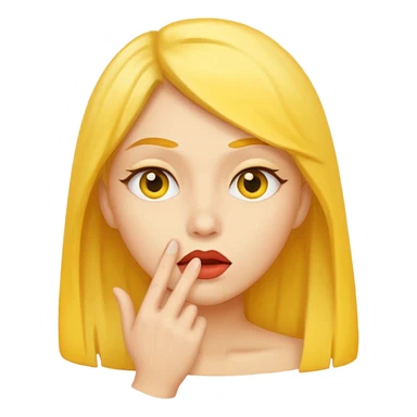 a person whispering, yellow face sticker