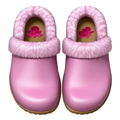 crocks with fur liningin pastel pink color sticker