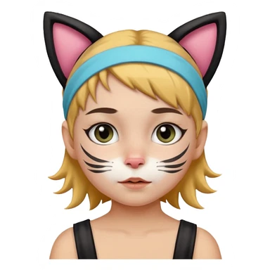 little kid with face paint and cat ear headband sticker