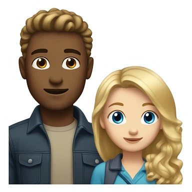 Guy with blonde hair and blue eyes taller and girl with brown hair brown eyes sticker