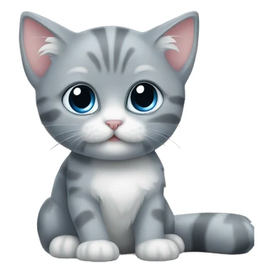 blue eyes grey kitten and books  sticker