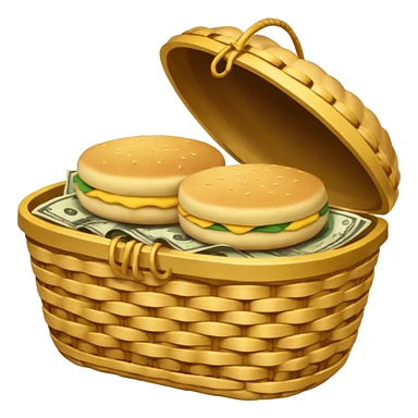 two baskets, one filled with money, another with colombian arepas sticker