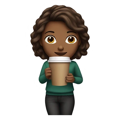Brunette holding a Starbucks coffee sticker