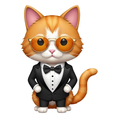 cat wearing cool sunglasses proudly showing off his new tuxedo, stylish, confident pose sticker