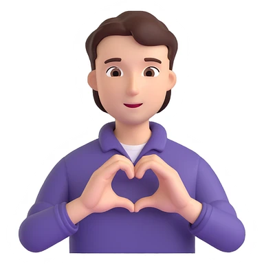 A man with heart shaped hands sticker