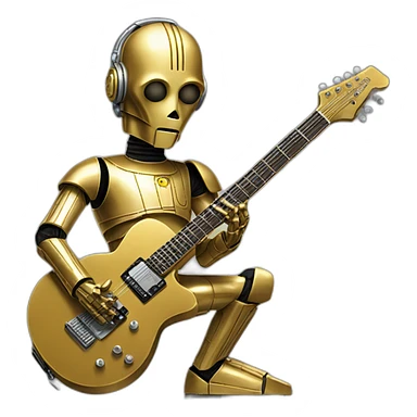 c3p0 playing electric guitar sticker