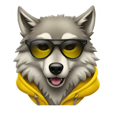 Wolf with a yellow hoodie and with sunglasses  sticker