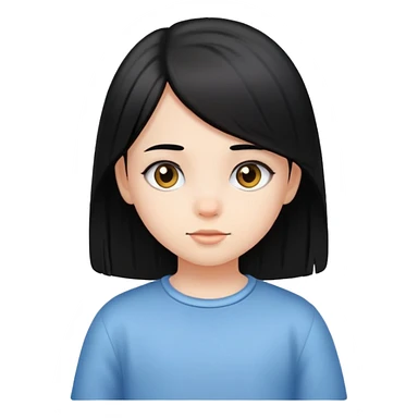 a kid girl with black straight hair sticker