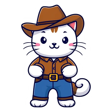 A  cat wearing a cowboy hat sticker