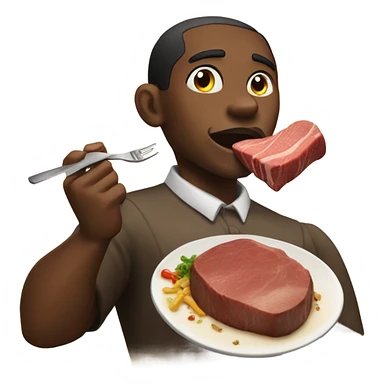 Black man eating a big steak from longhorn  sticker