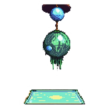 a slimy dance hall with goo dripping from the ceiling and a disco ball in pixel art style sticker