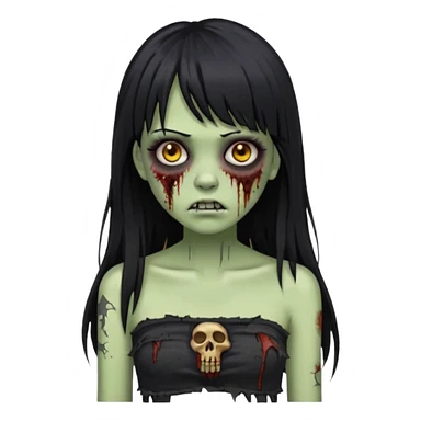 Faça uma mulher zumbi de franja cabelo longo preto piercing no bridge e tub top preto sticker