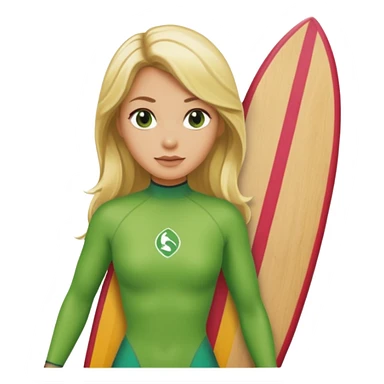 blonde hair green skin woman with surfboard sticker