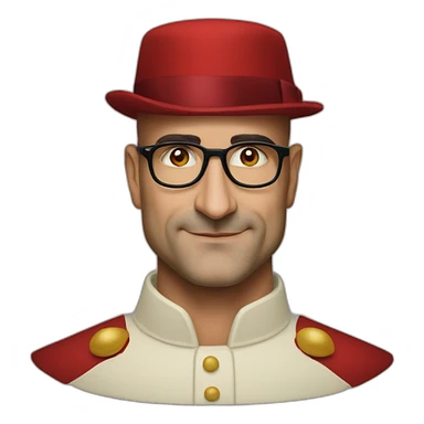 stanley tucci wearing a mitre cardinal hat sticker