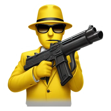 yellow suit mafia with thompson gun and sunglasses sticker