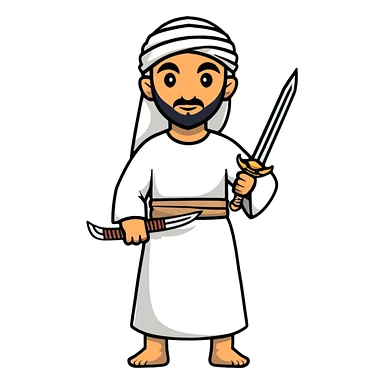 ancient Arab man with a sword on his shoulder sticker