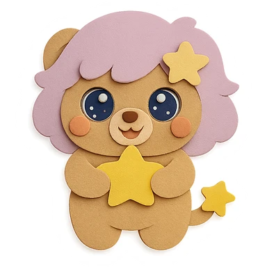 Make the little bear's body look natural and flawless, with no defects. The eyes should be big, sparkling, and watery, making the bear look super soft, cute, and adorable. Use the exact same paper craft visual effect as the reference image. Keep all other bear features, pose, and soft pastel brown color unchanged, with clean lines and a transparent background. sticker