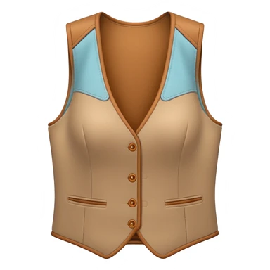 Apple-style 3D emoji of a women’s vest, sleeveless, fitted design, stylish cut, light fabric texture, feminine look, no background sticker