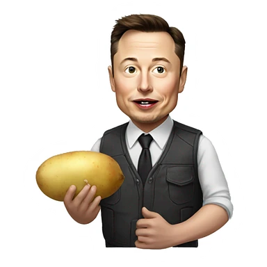 Elon Musk eating a potato sticker