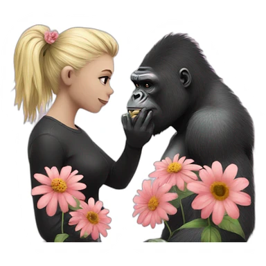 Punk looking Gorilla giving flowers to a blonde girl sticker