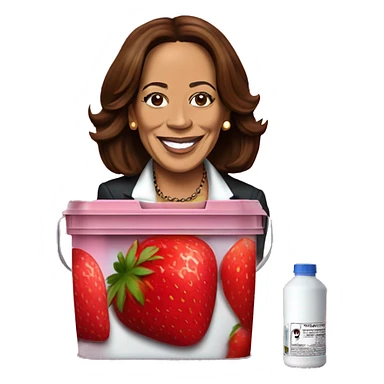 Kamala Harris using a strawberry flavored galaxy gas container sticker