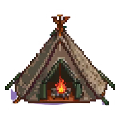 green and yellow camping tent sticker