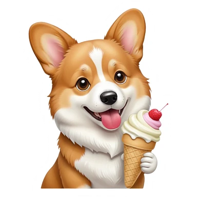 Corgi eating ice cream sticker