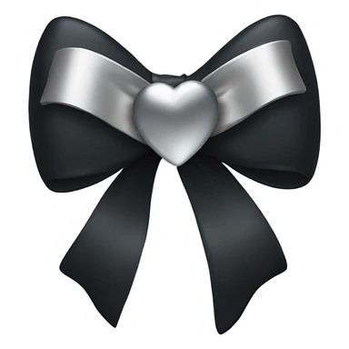 black bow with a silver heart bow in the center sticker