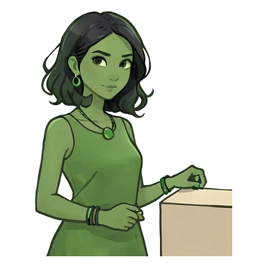 girl with black hair indoors sticker