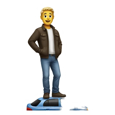 man standing on car roof sticker