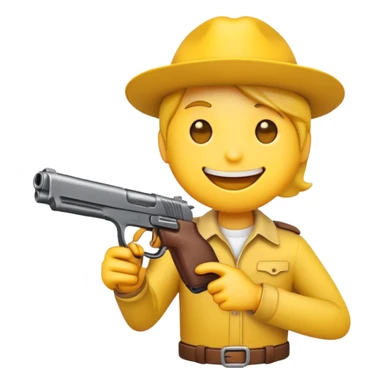 emoji holding gun sticker